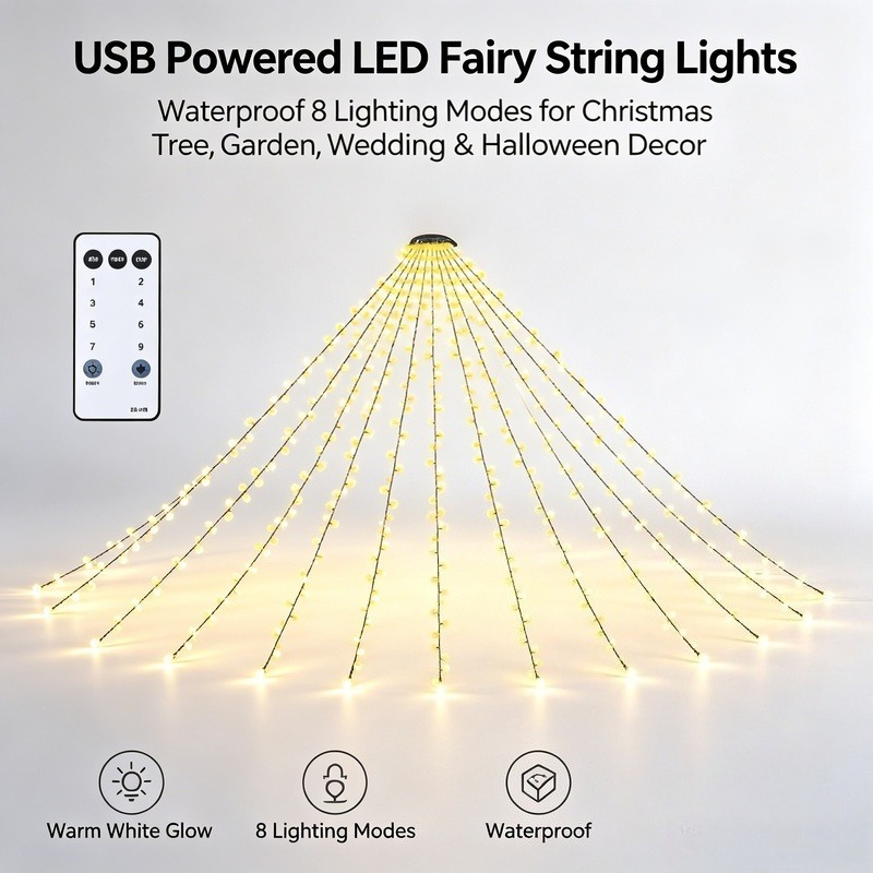 Lighting Christmas Decor - Guirnalda de Luces LED USB, Luces
