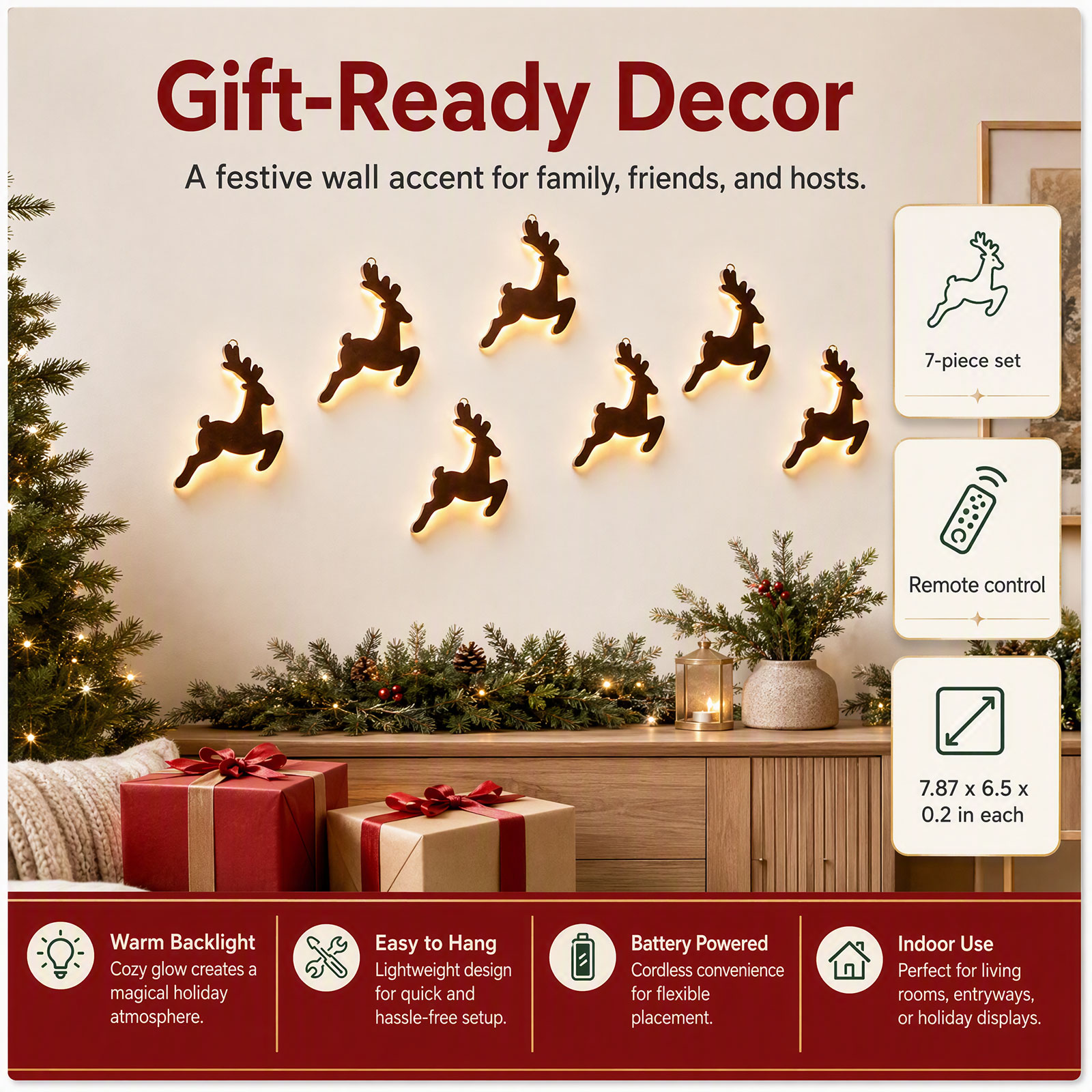 Decoración de pared con forma  - Lighting Christmas Decor reseña y precio