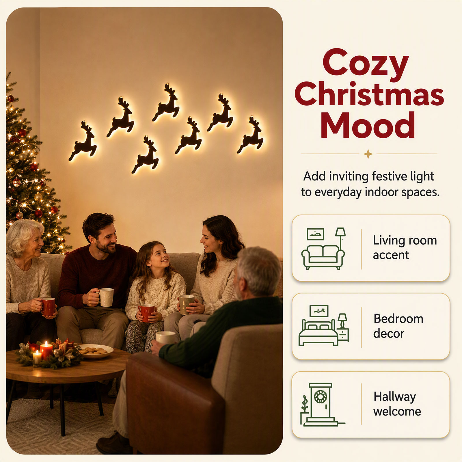 Decoración de pared con forma  - Lighting Christmas Decor reseña y precio