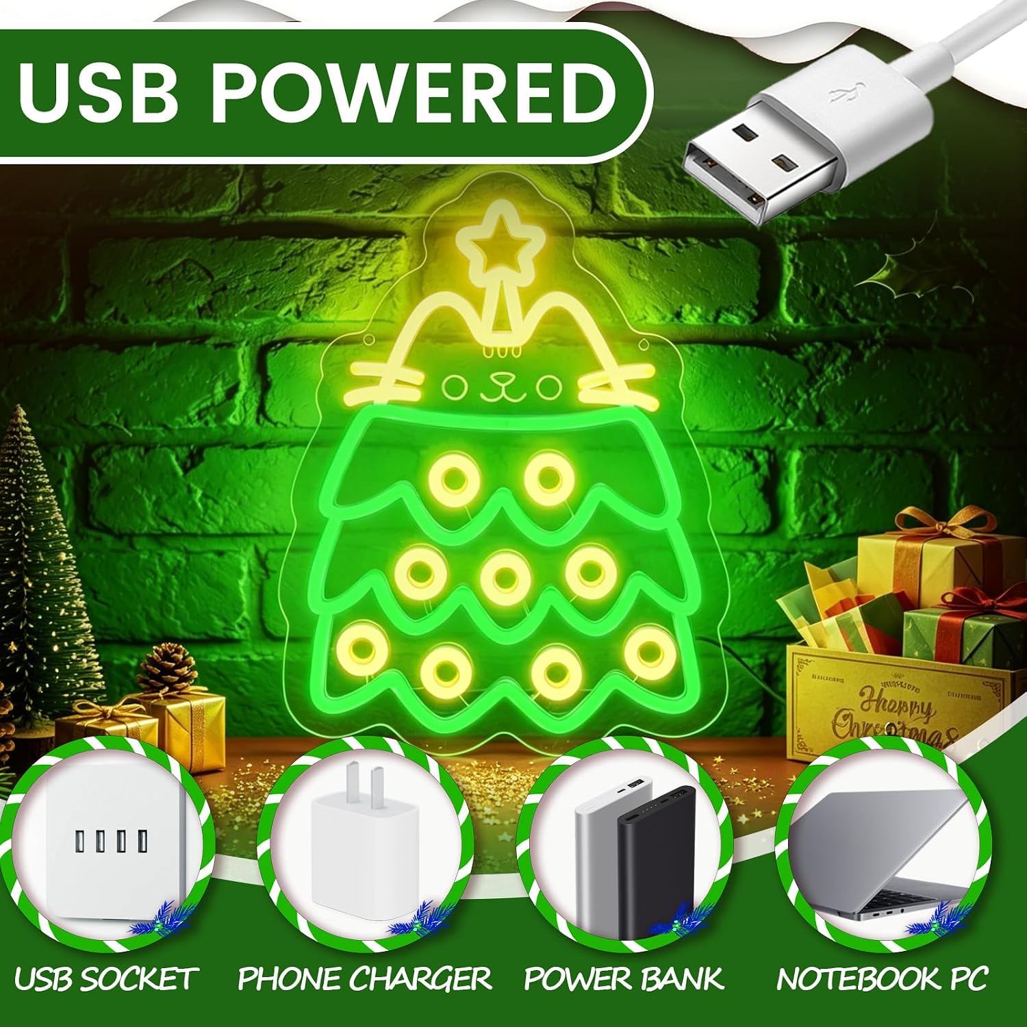 Letrero de neón LED con forma  - Lighting Christmas Decor reseña y precio
