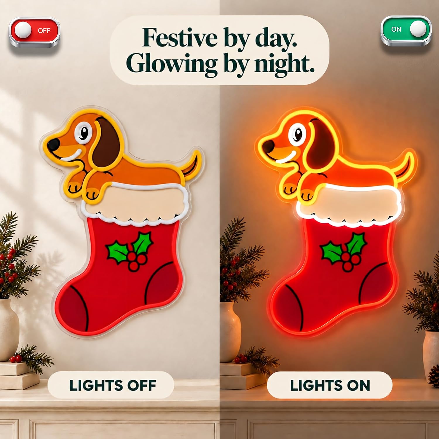 Letrero de neón LED con forma  - Lighting Christmas Decor reseña y precio